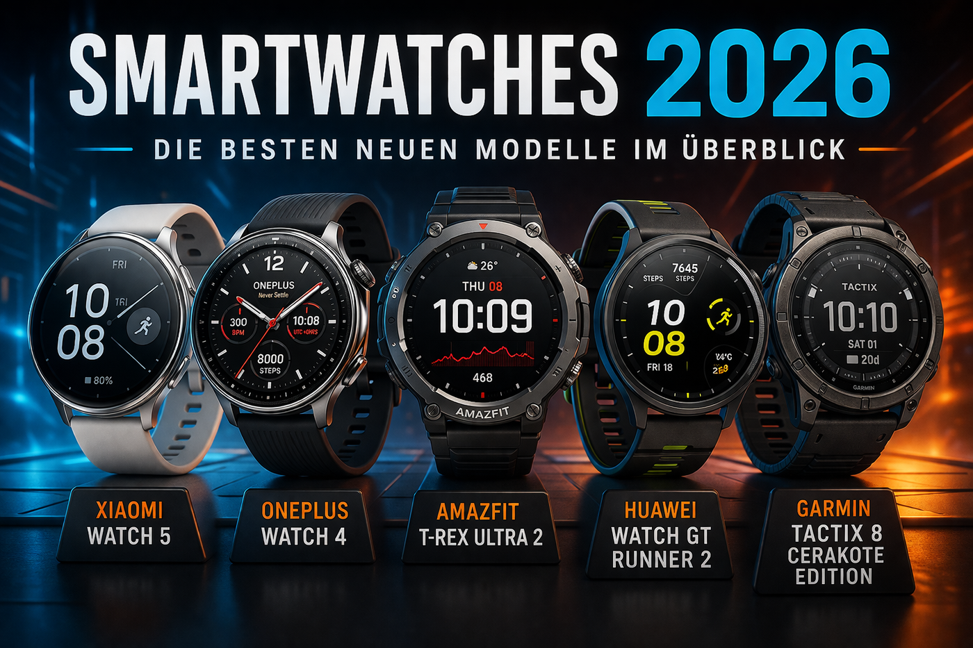 Neue Smartwatches 2026: Xiaomi, OnePlus, Huawei & Garmin im Vergleich