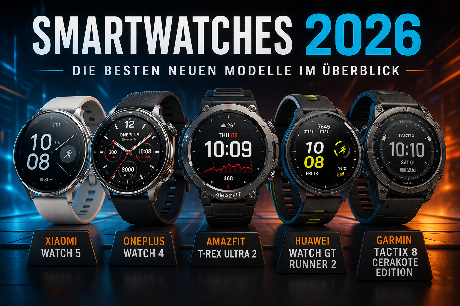 Neue Smartwatches 2026: Xiaomi, OnePlus, Huawei & Garmin im Vergleich